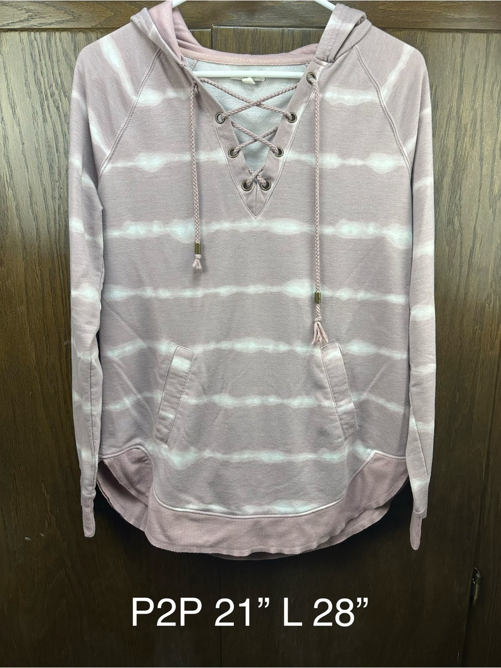 Women's Pink Tie-Dye Lace-Up Hoodie